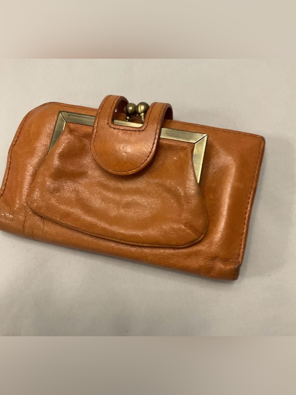 Hobo Leather Cognac international Wallet With Coin Purse